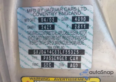 2003 Jaguar Xj Xj8 z USA, uszkodzony, nr VIN SAJDA14C63LF55325